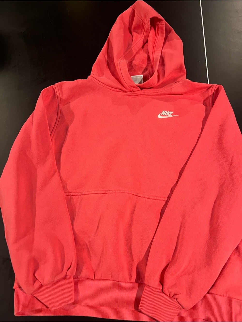 Nike Kids Coral Red Hoodie with White Swoosh